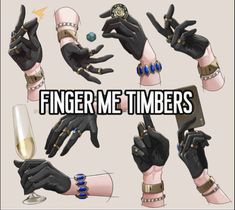 finger me timbers are shown in different poses