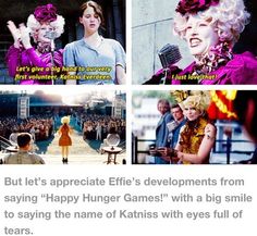 an image of some people with funny expressions on their faces and the caption says, but let's appreciate effie's development from saying happy humor games with a big smile