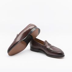 Burgundy antique calf penny loafer with single leather sole. Fitting F, last 184. Made in England Edward Green, Penny Loafer, Luxury Shop, Penny Loafers, Cobbler, Shoe Care, Luxury Boutique, Loafer Shoes, Shoe Brands