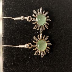 Silver Sun With A Pearlesent Green Center Adjustable Silver Earrings For Summer, Silver Pierced Jewelry For Summer, Sun Burst, Hand Crafted Jewelry, Crafted Jewelry, Jewelry Silver, Earrings Color, Handcrafted Jewelry, Jewelry Crafts