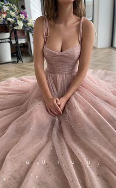 Formal Dress With Pockets, Tea Length Homecoming Dresses, Popular Prom Dresses, Quince Dresses Pink, Homecoming Party, Prom Dresses With Pockets, Satin Tulle, Dresses Homecoming, Cute Prom Dresses