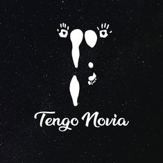 the words tengo movia are written in white on a black background with stars