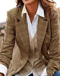 Fall Fashions, Look Retro, Country Fashion, Blazer Outfit, Collar Pattern, Turndown Collar, Loungewear Set