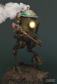 Steampunk Robot Art, Steampunk Robots, Steampunk Robot, Steampunk Artwork, Art Steampunk, Robot Sculpture, Retro Robot, Steampunk Decor, Arte Robot