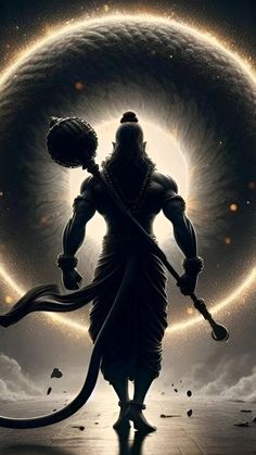 an image of a man holding a snake in front of a giant ball with the moon behind him