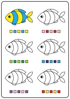 an image of fish and squares in color