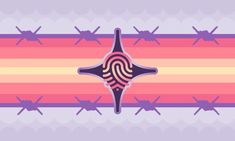 an abstract pattern with lines and shapes in pink, purple, orange and yellow colors