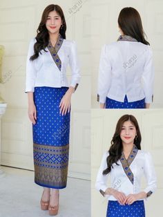 Lao Clothing, Laos Clothing, Thai Dress, Traditional Dress, Dress Set, Sarong, Chest Size, Traditional Dresses, Silk Blouse