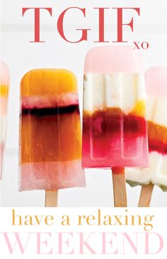 four popsicles with different colored toppings on them