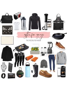 an assortment of items that include shoes, backpacks and other things to pack for the trip