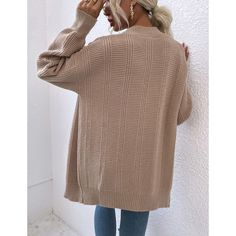 Khaki Arctic Velvet Buttoned Cable Knit Long Cadigan Beige Ribbed Crew Neck Outerwear, Beige Ribbed Knit Cardigan, Winter Sweaters, Cable Knit, Cardigans, Fall Winter, Cable, Velvet, Knitting