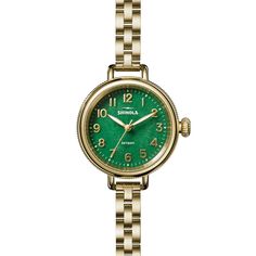 The Birdy 34mm Shinola Watches Women, Shinola Watch, Down Band, Leather Watch Box, Green Watch, Aventurine Stone, Green Cases, Watches Women, Quartz Colors