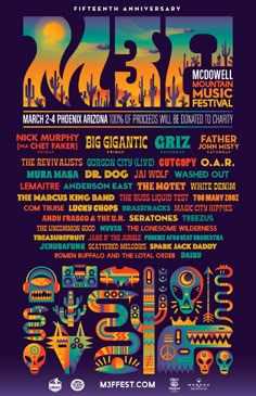 an event poster for the 25th annual festival, with colorful numbers and symbols on it