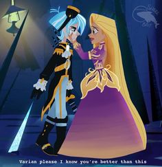 an animated image of a man and woman dressed up as princess aurora and prince aurora