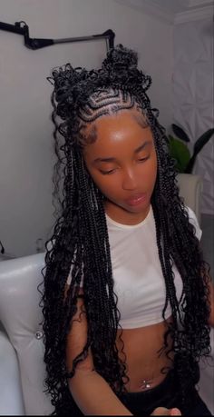 Trendy Hairstyles Braids 2024, Cornrows With Box Braids, Hair Braid Patterns, Big Box Braids Hairstyles