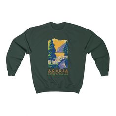 Get this unique sweatshirt that shows off your love of Yellowstone National Park! Perfect for a travel enthusiast/ Nature lover/ National Parks aficionado and anyone who has visited Yellowstone or wants to visit :) A unique gift that will be well loved and treasured for a long time! This soft sweatshirt has a loose fit for a comfortable feel. With durable print, it will be a walking billboard for years to come. .: LOOSE FIT .: 50% Cotton; 50% Polyester (fibre content may vary for different color National Parks Road Trip, Visit Yellowstone, National Park Gifts, National Park Shirt, Maine Vacation, Unique Sweatshirt, National Park Road Trip, Bike Shirts, Green Sweatshirt