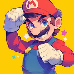 an image of mario bros character with blue eyes