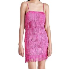 Nwt Color: Raspberry Open To Reasonable Offers! Fringe Mini Dress, 1920s Flapper, Festival Vibes, Fringe Dress, Steve Madden, Raspberry, Mini Dress, Womens Dresses, Pink