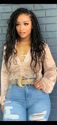 Bohemian Locs Natural Hair, Latina With Locs, Goddess Locs Hairstyles For Women, Crochet Boho Locs Black Women, Crotchet Goddess Braids, Black Boho Hairstyles, Bonita Crush Locs, Locs On Mixed Women, Jah Locs With Curls