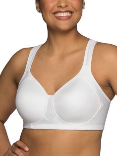 PRICES MAY VARY. Vanity Fair Style 71500, wirefree bra provides medium impact bounce control Wirefree construction offers separation and support without restrictive compression Made with moisture wicking and breathable fabrics to keep you cool and dry; Lightly lined cups for shape and modesty Straps convert to traditional or crisscross Hook & eye closure: 3 hooks tall with 3 adjustment settings across for sizes 40-44B, 36-42C, 36-38D, 36DD; 4 hooks tall with 3 adjustment settings across for size Measure Bra Size, Outfit Gym, Best Sports Bras, Plus Size Sports Bras, Comfortable Bras, Padded Sports Bra, Plus Size Bra, Amazon Women, Sports Bras