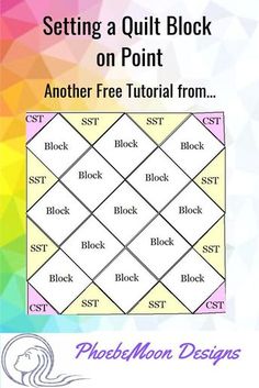 the block quilt pattern is shown with text that reads setting a quilt block on point another free