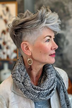 Short Grey Haircuts, Short Punk Hair, Hipster Hairstyles, Funky Short Hair, Haircuts For Women Over 50, Gorgeous Hairstyles, Really Short Hair, Hairstyles And Haircuts, Choppy Bob