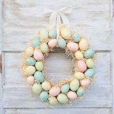 a wreath made out of hay and eggs