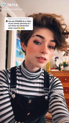 Tomboy Haircut Curly Hair, Curly Tomboy Hairstyles, Short Hair Inspo Pixie, Tomboy Haircut Undercut, Undercut Short Hair Nonbinary, Nonbinary Undercut, Tomboy Curly Haircut, Short Nonbinary Haircuts, Androgynous Pixie Cut