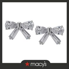 in stock Macy's Silver Wedding Earrings, Macy's Silver Jewelry For Parties, Silver Diamond Earrings From Macy's As Gift, Macy's Silver Cubic Zirconia Earrings, Macy's Silver Diamond Earrings Gift, Elegant Bow Earrings With Cubic Zirconia, Elegant Bow Earrings In Cubic Zirconia, Silver Butterfly Charm Earrings With Cubic Zirconia, Silver Snowflake Cubic Zirconia Earrings