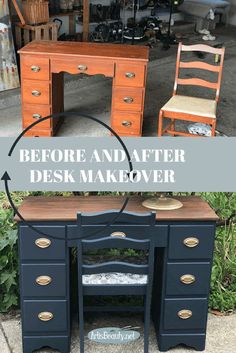 before and after desk makeover