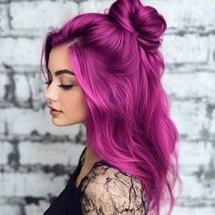 Magenta Hair: 20 Glamorous Ways to Stand Out - Hair Guru Pinkish Purple Hair, Wig Closet, Magenta Hair Colors, Hair Play, Magenta Hair, Concert Hairstyles, Rave Hair, Hair Color Unique