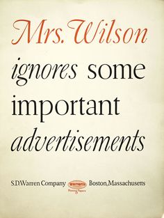 an old book with some type of writing on it's cover and the words, mrs wilson ignores some important advertisements