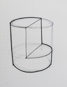 a black and white drawing of a glass container