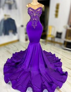 Purple And Silver Prom Dresses, Royal Purple Prom Dress, Purple Prom Dresses Long, Santo August, Friend Application, Purple Prom Dresses, Beaded Prom Dresses, Princess Gowns