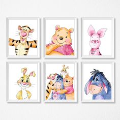 four winnie the pooh wall art prints