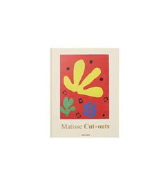 a book with the title matisse cut - outs written in blue, yellow and red