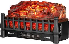 a grill that has some kind of food on it's side and is lit up with red lights