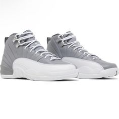 Nwt Air Jordan 12 Retro (Gs) Stealth White Cool Grey. Size 6 Big Kids But Will Fit An 8 In Women’s. Bought Them And Never Used Them. Gray And White Jordans, Cool Grey Color, Shoe Aesthetic, Jordan 4 Bred, Jordan Retro 4, Draw Eyes, Nike Fashion Shoes, Jordan Grey, White Jordans