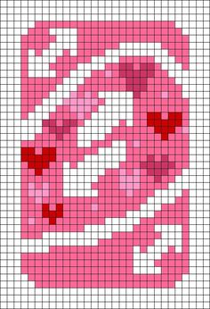 a cross stitch pattern with pink and red squares