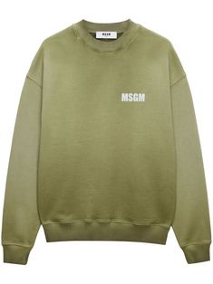 olive green gradient effect logo print at the chest logo print to the rear crew neck drop shoulder long sleeves ribbed cuffs and hem Oversized Logo Sweatshirt With Crew Neck, Streetwear Crew Neck Sweatshirt With Logo Patch, Spring Logo Sweatshirt With Long Sleeves, Logo Long Sleeve Sweatshirt For Spring, Oversized Logo Crew Sweatshirt, Casual Logo Sweater For Streetwear, Long Sleeve Logo Sweatshirt For Spring, Spring Long Sleeve Logo Sweatshirt, Casual Streetwear Sweater With Logo