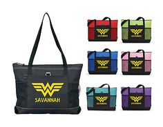 YOUR CHOICE OF COLOR TOTE COLOR. Front pocket with pen loop. Back panel is Black. BAG SPECS We will work to see what we can do for you. School Tote Gym Bag With Zipper Closure, Sporty Rectangular Canvas Bag For School, Sporty Rectangular Canvas School Bag, Wonder Woman Gifts, Couple Tat, Wonder Woman Birthday Party, Wonder Woman Birthday, Superhero Gifts, Sports Bags Gym