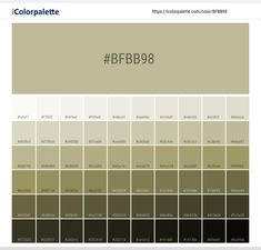 the color palette is shown in shades of brown, green and beige with white letters