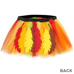 a colorful skirt with feathers on it