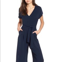 This Item Is From Nordstrom. The Jumpsuit Is New With Tags But Never Worn. The Size Is Xs. The Fabric Is Soft And The Style Is Perfect For Events Or Work Attire. Just Never Had A Chance To Wear It. Blue V-neck Jumpsuits And Rompers For Work, Chic Navy Jumpsuit For Work, Chic Blue Jumpsuits And Rompers For Work, Navy Fitted Elegant Jumpsuits And Rompers, Elegant Fitted Navy Jumpsuits And Rompers, Navy Fitted Elegant Jumpsuit, Elegant Fitted Navy Jumpsuit, Blue Short Sleeve Jumpsuits And Rompers For Night Out, Chic Blue Short Sleeve Jumpsuits And Rompers