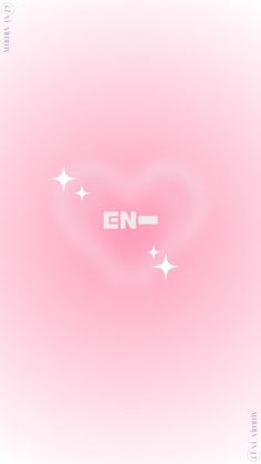 a pink background with white stars in the shape of a heart and an en - logo