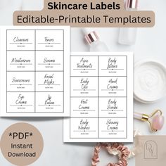 Our labels are designed to help you keep your skincare products organized, with customizable options to fit your specific needs.  Plus, our labels are editable, which means you can personalize them with your own text and font choices. Once you're finished editing, simply print them out and start organizing! With our Editable Labels for skincare, you'll never have to search for your favorite products again. Get organized today and enjoy a clutter-free beauty! What's Included: (1) PDF File (2) Edi Skincare Printable, Sugar Scrub Labels, Body Butter Labels, Skin Care Toner Products, Creative Shop, Cosmetic Labels, Modern Packaging, Bottle Label Design, Labels Printables Free