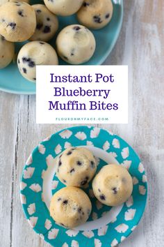 blueberry muffins on a plate with the words instant pot blueberry muffin bites