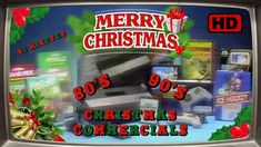 an old television with christmas decorations on it and the words merry christmas 80's 90's christmas commercials