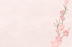 pink flowers are on the corner of a white paper with space for text or image