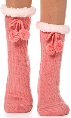 PRICES MAY VARY. THICK & HEAVY & WARM SLIPPER SOCKS : EBMORE fashion teen girls women fleece lined slipper socks are made of high quality materials, Heavy Thick fluffy lining for maximum warmth and comfort. the fluffy women socks will keep your feet comfortable and warm, these slipper socks are very soft, warmth, durable and cute, and will keep your feet comfortable, warm and cozy all the day. NON SKID / NON SLIP SOCKS : The women fuzzy slipper socks with grips design on the soles, non skid and Hygge Fashion, Cabin Winter, Womens Wool Socks, Cabin Socks, Woman Bedding, Fluffy Socks, Non Slip Socks, Cute Slippers